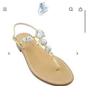 New Amedeo Canfora Capri Senia Rhinestone Leather Thong Sandal Made In Italy 10